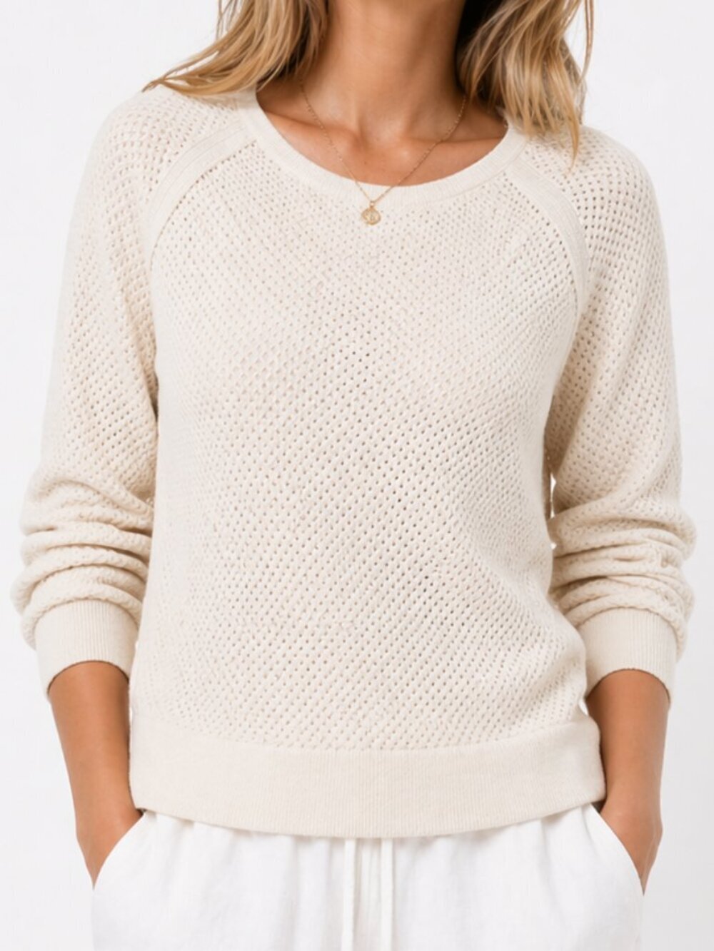 ONLY MINE Cashmere Crew Neck Tunic Sweater Blush Pink Large